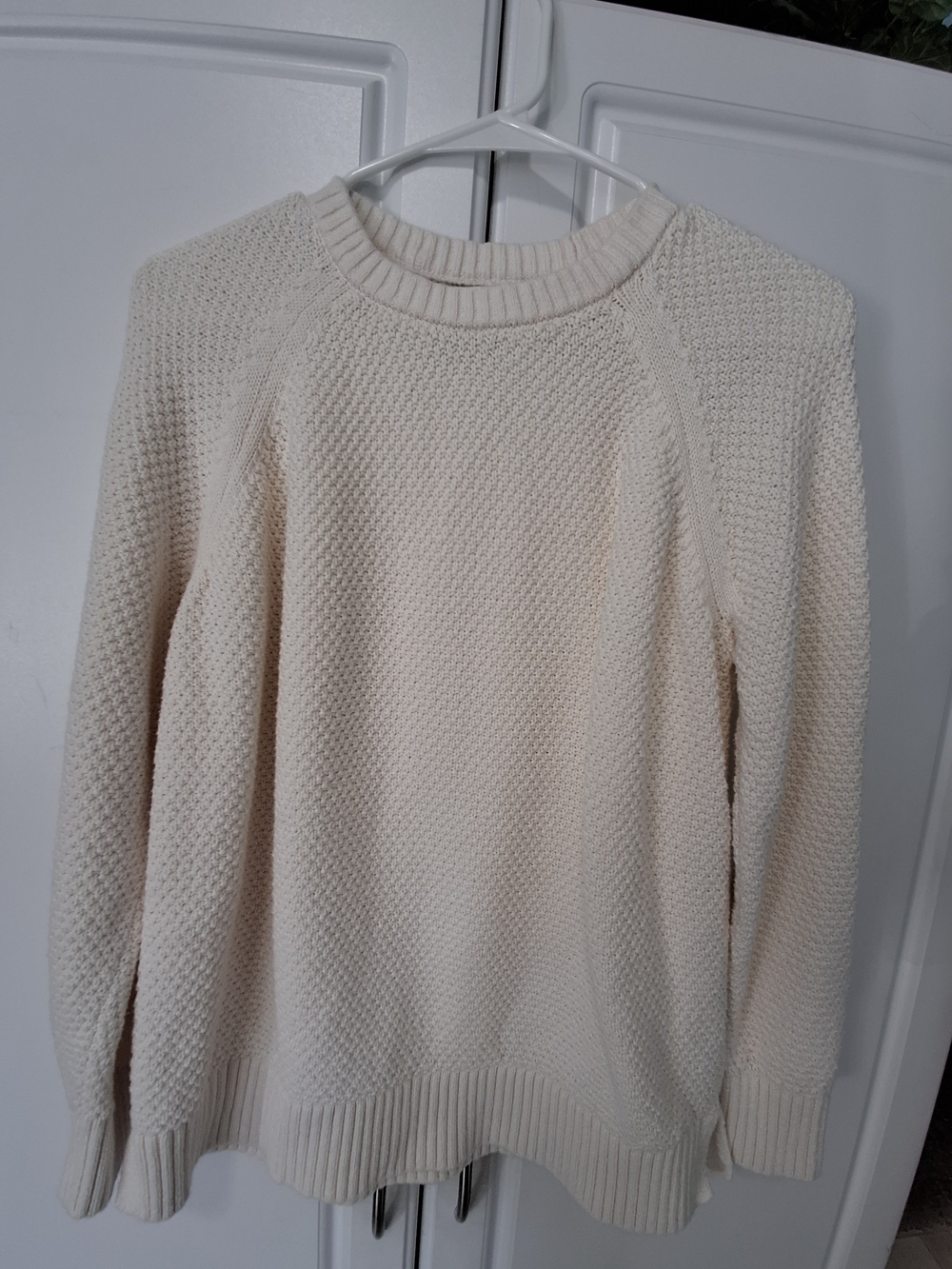 Old Navy Cream Crewneck Textured Knit Sweater